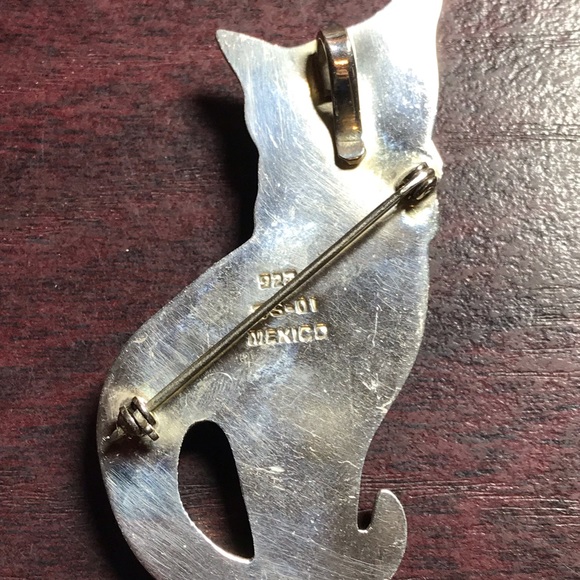 Sterling Taxco cat brooch or pendant - Picture 2 of 3